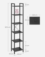 Estantería de 6 niveles multifuncional, librería espaciosa, ideal para oficina, salón, dormitorio y cocina, 40x30x187.5 cm, disponible en greige, marrón rústico y olmo pardo - details 25