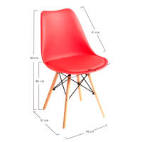 ORION91 Silla ATRIA Color Rojo Asiento Acolchado Piel Sintética y Patas Haya 49x84x52,5cm Comedor Oficina Salón Teletrabajo Cocina - SpazioLuzio - details 0