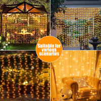 1 Pack De Luces Solares Para Cortina 300 LED 8 Modos Impermeable IP44 Decoración De Jardín Y Pared Para Navidad 9.8x9.8 Pies - details 6