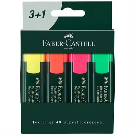 Faber-rotulador verde para oficina y escuela, marcador de cuerpo, 4 colores, suministros para estudiantes, 1 unidad - 1