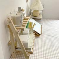 Estante De Almacenamiento Para Escritorio De Madera 2 Capas Plegable Organizador De Papelería Para Dormitorio Y Sala De Estar - details 4