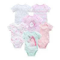 Lote De 3/6 Piezas Ropa Bebé Para Niñas Y Niños Recién Nacidos Camisetas Cortas De Algodón Bodysuit 0-12 Meses Ropa De Verano Unisex - details 1