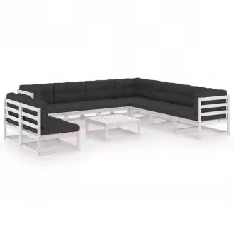 VIDAXL 3076910 conjunto de muebles fabricados enmadera de pino para el jardín en color blanco y antracita vida xl - 1