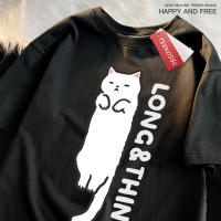 Camiseta De Estilo Japonés Para Hombre Con Gato Delgado Y Blanco Manga Corta Transpirable Verano Moda Algodón Suave Y Cómodo - details 15