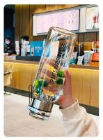 Botella De Agua De Vidrio Grande 1L Portátil Y Antigrado Para Exteriores Con Infusor De Té Translúcida Para Adultos - details 12