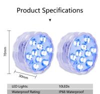 Lámpara Submersible RGB Con Adhesivo Magnético 16 Colores Luz Submarina Para Jardín Piscina Vaso Acuario Decoración 10 LEDs IP68 - details 13