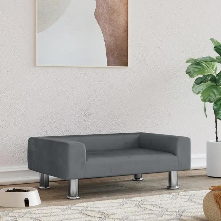 vidaXL Cama para perros de terciopelo gris oscuro 70x45x26,5 cm - 1