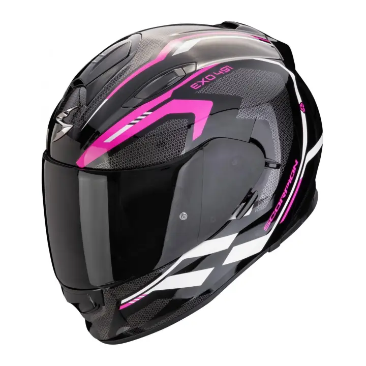 CASCO MOTO SCORPION EXO 491 KRIPTA NEGRO ROSA FLUOR   BRILLO HOMOLOGACION 22:06 - 1