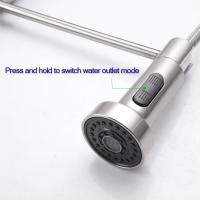 Baokemo-grifo de acero inoxidable montado en la pared para cocina, rociador extraíble con resorte, giratorio en frío, para lavabo de verduras - details 5