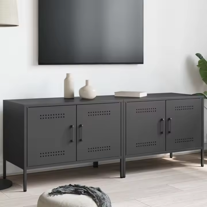 vidaXL Muebles para TV 2 piezas acero mostaza 68x39x50,5 cm en color Amarillo/Antracita/Blanco y más | almacenamiento funcional diseño moderno para baño dormitorio sala - 1