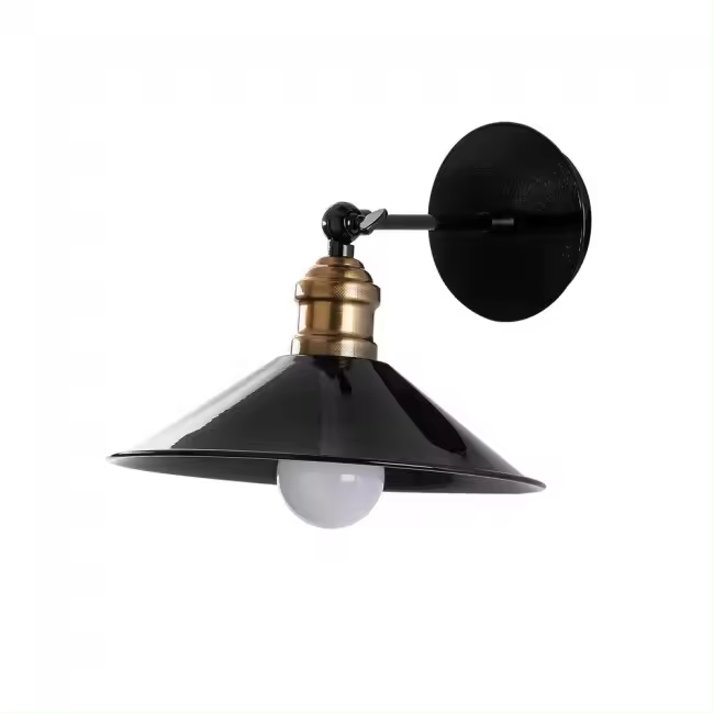 Wonderlamp Aplique de pared Harvey 24 Negro con detalle en latón 1xE27 y estructura orientable - 1