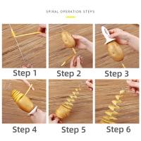 Cortador De Papas En Forma De Espiral De Acero Inoxidable Y Plástico Herramienta Creativa Para Cocina Manual Eco-amigable - details 3