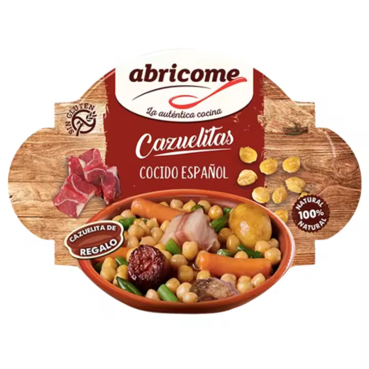 Cazuelita de cocido español Abricome 415g - incluye cazuela de barro - ¡Listo para comer! - 1