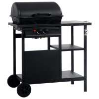 vidaXL Barbacoa Portátil Gas Mesita 3 Estantes Acero Plata BBQ Parrilla Color Negro y plateado,  Negro,  Plateado y mas - details 1