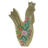 CAPRILO REGALOS & DECORACIÓN Figura Decorativa de Madera "Gallina con Flores Pintadas ". Adornos y Esculturas. Animales. Regalos Originales. Decoración Hogar. 11 x 2,50 x 22,50 cm. - details 0