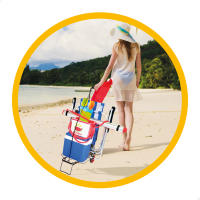 AKTIVE Carro playa multiuso plegable tubos de acero resistente  35*35*87cm  peso maximo 25kg Con ruedas de goma y eje central de hierro, incluye cinta elástica con doble gancho para fijar los objetos ideal para transpotar cualquier accesorios - details 3