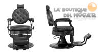 Sillón Clásico de Barbero hidráulico estilo Retro Vintage con reposapies integrado Modelo Larry Black Negro - details 1