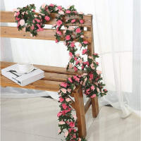 Vine De Flores Artificiales De Rosas 250CM Para Decoración De Hogar Bodas Jardín Exterior Adorno De Rattan Sin Mantener - details 7