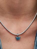 Pandora - Charm Colgante de Mariposa de cristal de Murano Azul-Plata de Lei - details 0