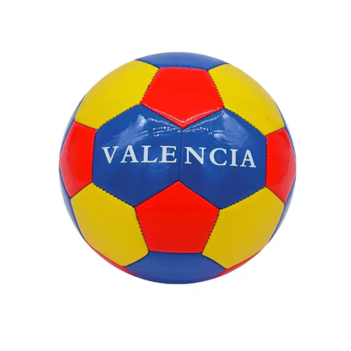 NEMON-Balón de Fútbol Valencia rojo, azul y amarillo de cuero pu Talla 5 para interior y exterior - 1