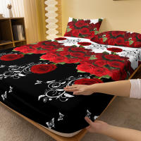 Edredón De Cama Con Patrón De Rosa Roja Delicado 1 Pieza Forro De Tela Mate Para Dormitorio Cobertura De Cama Sin Fundas De Almohada - details 2