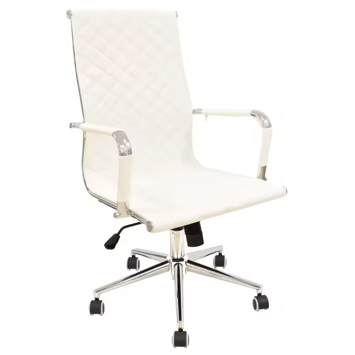 Sillón de oficina ZAGREB, alto, gas, basculante, similpiel blanca - 1