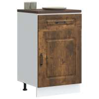 vidaXL Mueble bajo de cocina Kalmar madera ingeniería en color Roble Sonoma/Roble ahumado/Blanco y más | almacenamiento funcional diseño moderno para baño dormitorio sala - details 1