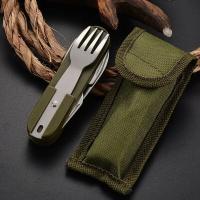Juego De Comedor Multifuncional 7 En 1 De Acero Inoxidable Plegable Para Camping Viajes Picnics Con Taza De Agua Incluida - details 6