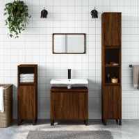 vidaXL Armario de baño madera de ingeniería 58x33x60 cm en color Gris hormigón/Madera antigua/Negro y más | almacenamiento funcional diseño moderno para baño dormitorio sala - details 8