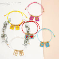 Pulsera Ajustable Bohemia Go2Boho Con Cordón Y Cuentas De Corazón Y Cruz Joyería Hecha a Mano Para Mujer Accesorios Bohemios - details 1