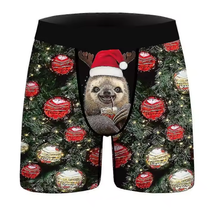 Hombres Funny 3D Print Navidad Boxer Briefs Boxer Shorts Ropa interior Gag regalo - 1