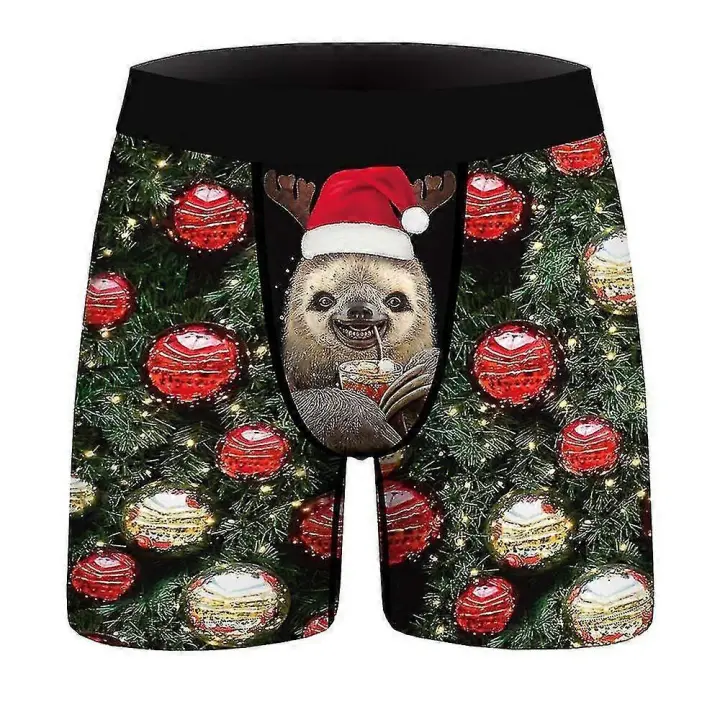 Hombres Funny 3D Print Navidad Boxer Briefs Boxer Shorts Ropa interior Gag regalo - 1