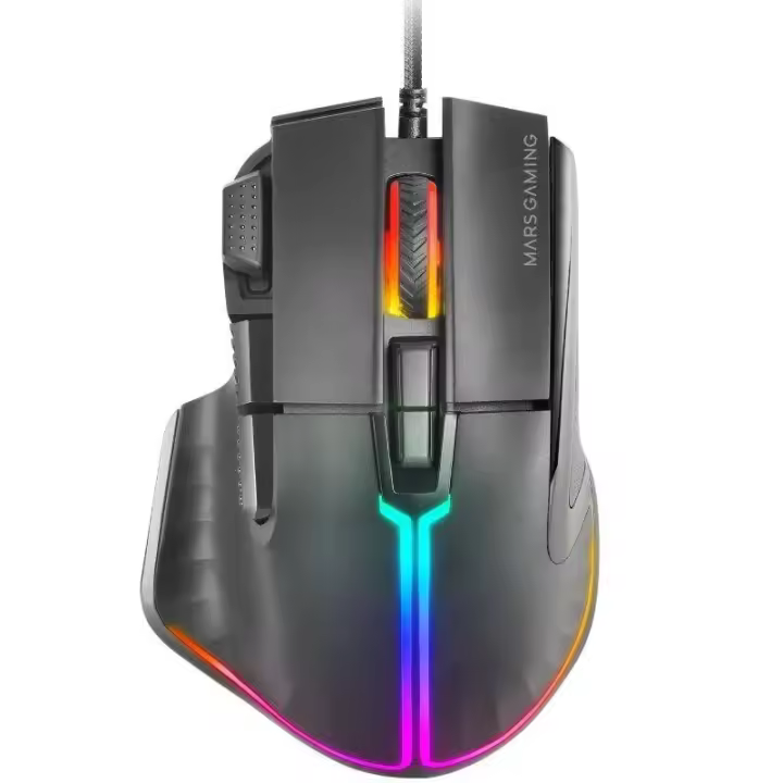 Mars Gaming MM-XT Ratón Gaming RGB Ergonómico con Reposa Pulgar 12800DPI Switches Huano Negro - 1