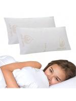 BLOOM STORE-Almohada Con Funda Aloe Vera 100% Fibras Suave Confortable Transpirable Adaptable Hipoalergénica Antiácaros Indeformable Ecológica 70/80/90/105/135/150Cm - details 1