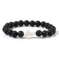 Pulsera De Rosario Para Hombres Y Mujeres Con Piedras Naturales Y Madera Hematita Onix Joyería De Yoga Meditación Pulsera Cruz - details 15