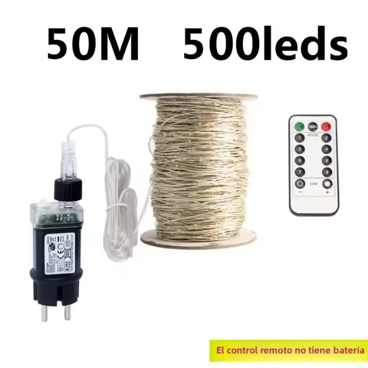 Luces De Cadena LED 50M/100M En Color Plata Para Decoración De Año Nuevo Fiesta De Navidad Arbol Terraza Cerca Con Cable De Plata - 1