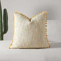 Funda De Cojín Boho Verde Con Pompom Textura De Veludo 30x50cm 45x45cm Para Decoración De Sofá Y Silla Estilo Americano - details 4