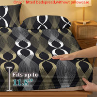 Sábana Ajustada Moderna Y Simple Con Diseño Geométrico Imprimido Mate Sin Almohadillas Cobertor De Cama Para Dormitorio - details 3