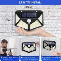 Luces Solares Para Exterior Con Sensor De Movimiento 3 Modos 100 LED IP65 Impermeables Para Puerta Delantera Garage Piso - details 8