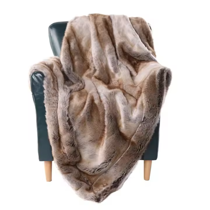 Manta De Peluche Imitación De Zorro Doble Capa Suave Y Cálida Para Decoración Del Hogar Y Sofá Cubierta De Cama Manta De Piel De Mink Para Adultos - 1
