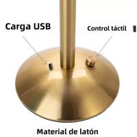 Lámpara De Mesa Retro De Cristal Recargable LED Con Ambiente Lujo Iluminación Dimmable Para Dormitorio Lámpara De Noche Con Interruptor Táctil - details 7