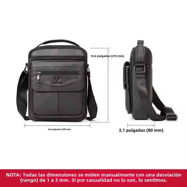 HUMERPAUL Bolso de hombro de cuero genuino para hombre, gran capacidad, multifuncional para viajes cortos, estilo informal - 1