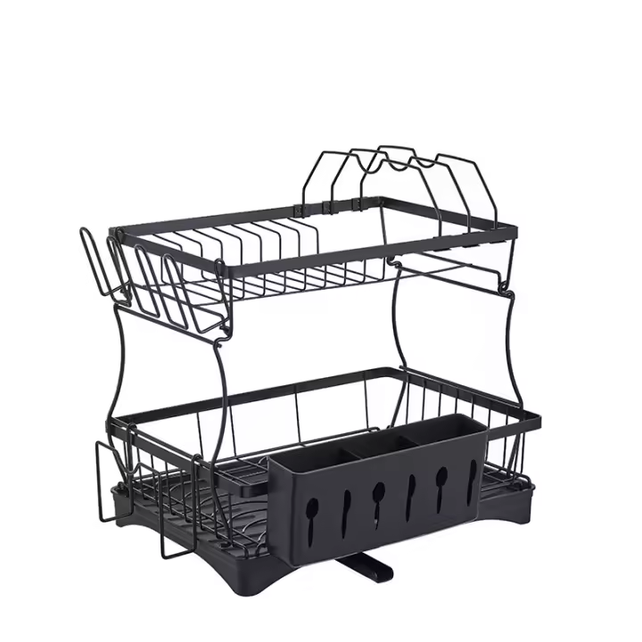 Cocina plato de almacenamiento rack hogar vajilla para cuencos, palillos y placas extraíble fregadero de drenaje lateral rack de almacenamiento - 1