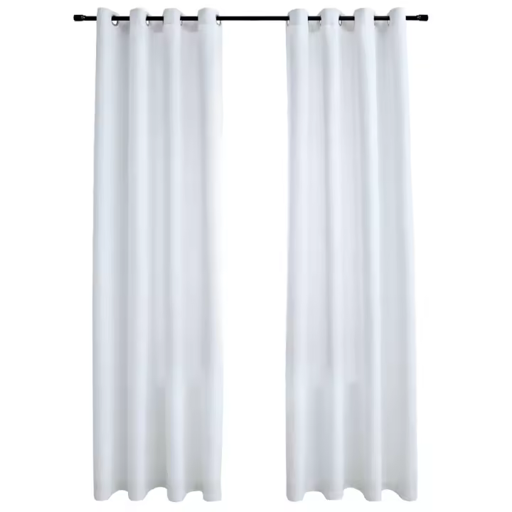 vidaXL Cortinas opacas anillas de metal 2 pzas blanco crudo 140x225 cm - 1