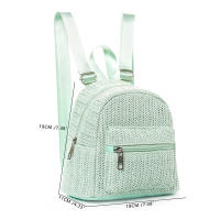 Mochila nueva de doble capa con cremallera, mochila informal con personalidad, mochila de paja - details 7