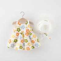 Ropa De Bebé Para Verano Vestido De Playa De Algodón Con Suspensión Para Niña + Sombrero De Sol Vestido De Princesa 2 Piezas - details 7