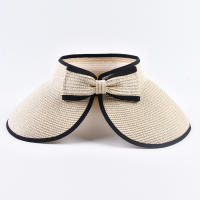 Sombrero De Paja Verano Para Mujer Plegable Gran Alas Con Lazo Protección Solar Para Playa Y Viajes - details 2