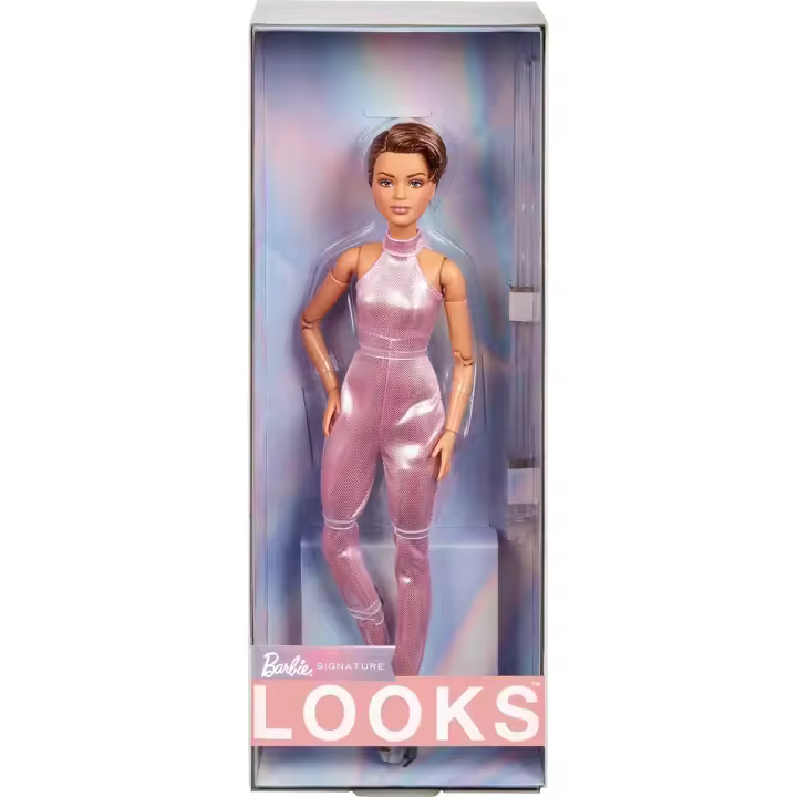 Barbie Signature Looks Pelo Corto Muñeca articulada con Mono Rosa, Mattel HRM14 - 1