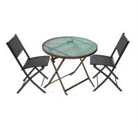 Mesa de Jardín Exterior o interior  MAS 2 silla plegable balcón Redondo de Metal Bordes  70cm  Vidrio Templado con silla - details 7