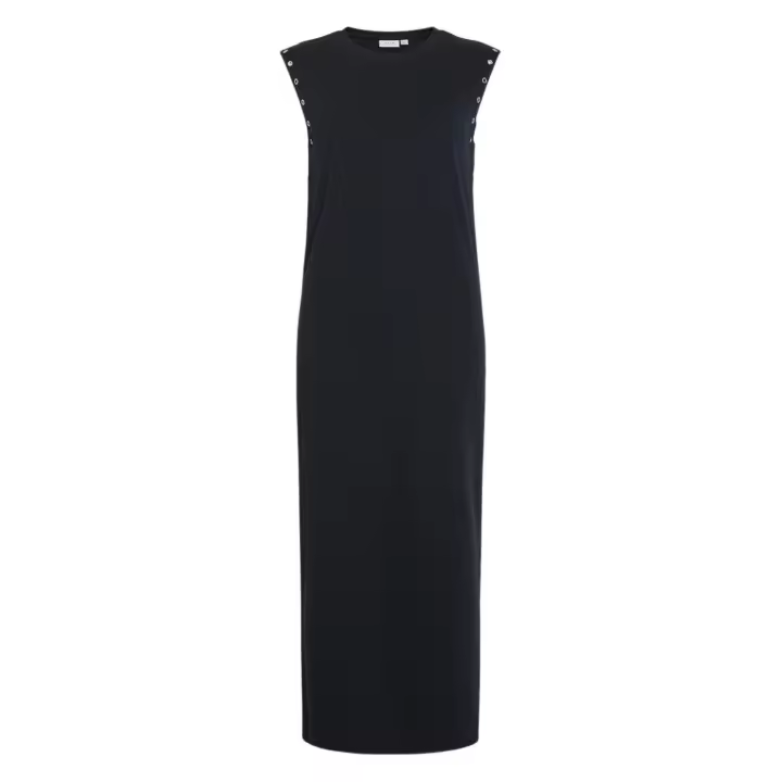 VIEYELETTI O-NECK CP MIDI DRESS Black Beauty SILVE - 1